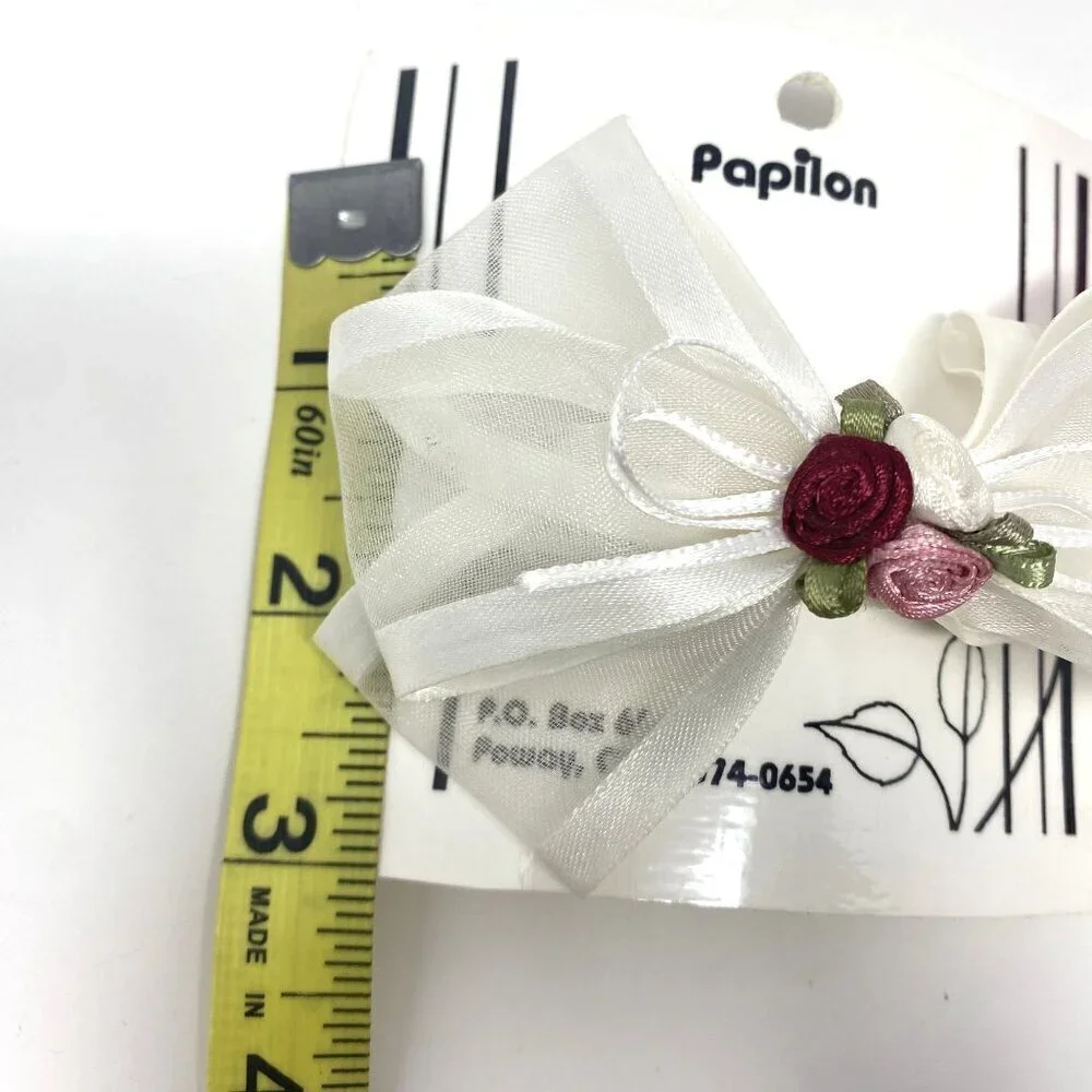 Nordstrom Papilon Kids Flower Girl White Sheer Satin Bow Hair Clip Rosettes